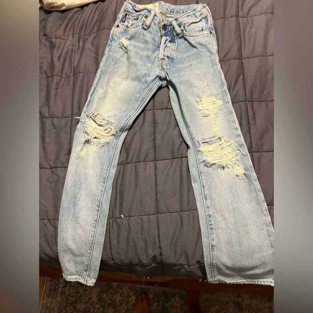Abercrombie & Fitch Kids Ripped Light Blue Jeans